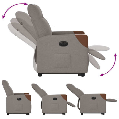 Elektrické Zvedací Polohovací Křeslo Textil Taupe