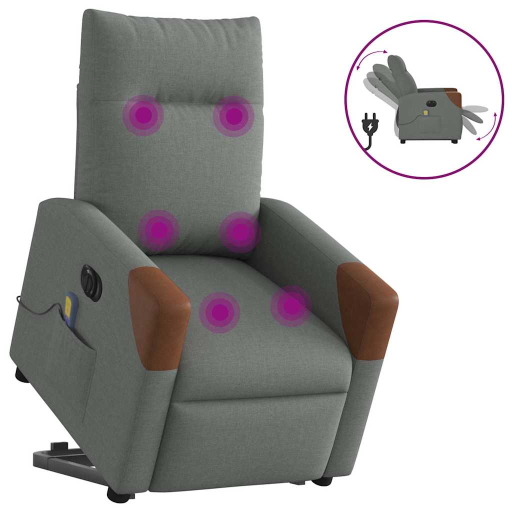 Zvedací Polohovací Křeslo Tmavě Šedé Textil Tmavě Šedá