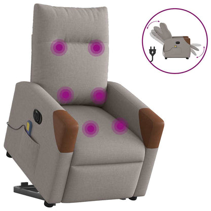 Elektrické Zvedací Polohovací Křeslo Textil Taupe