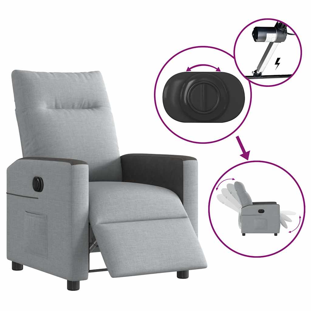 Elektrické Polohovací Křeslo Světle Šedé Textil Světle Šedá