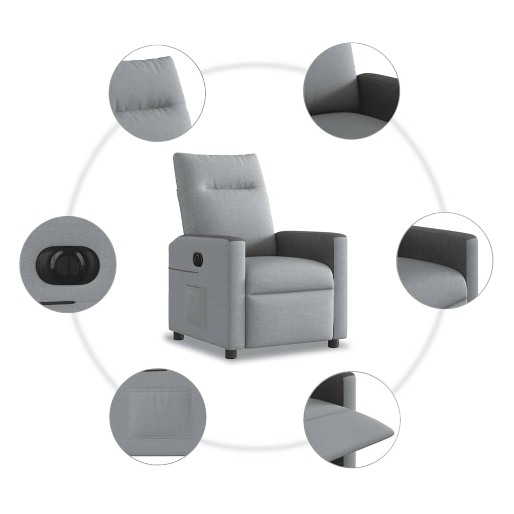 Elektrické Polohovací Křeslo Světle Šedé Textil Světle Šedá
