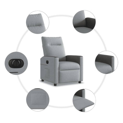 Elektrické Polohovací Křeslo Světle Šedé Textil Světle Šedá