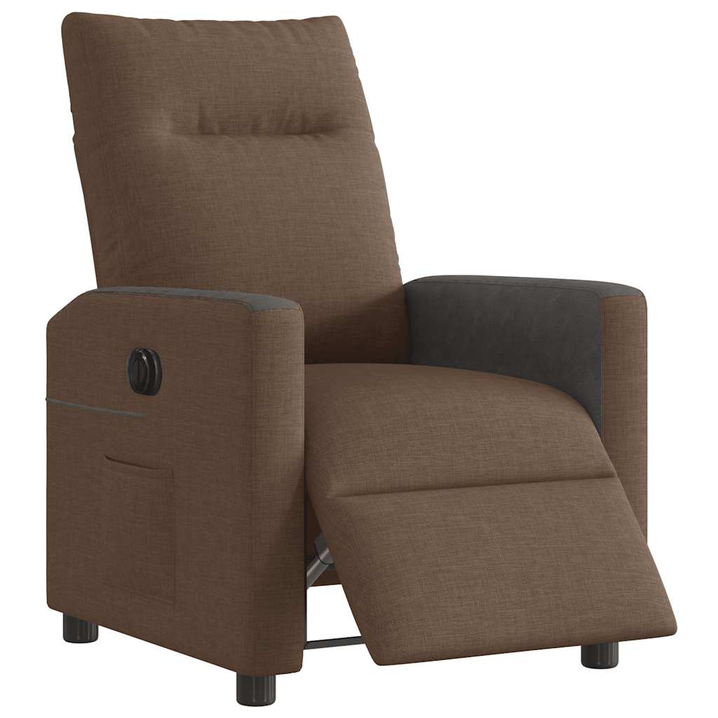 Elektrické Polohovací Křeslo Hnědé Textil