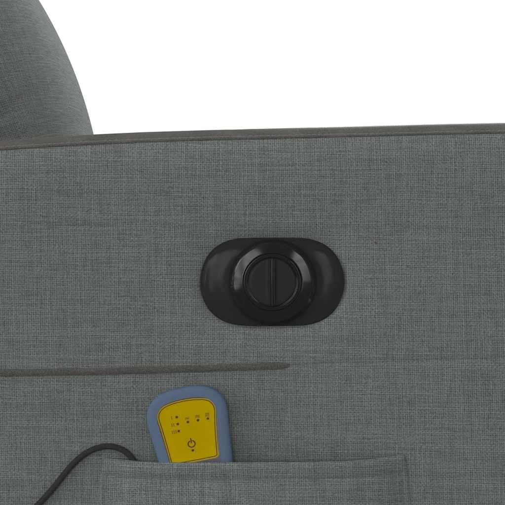 Elektrické Masážní Polohovací Křeslo Tmavě Šedé Textil Tmavě Šedá