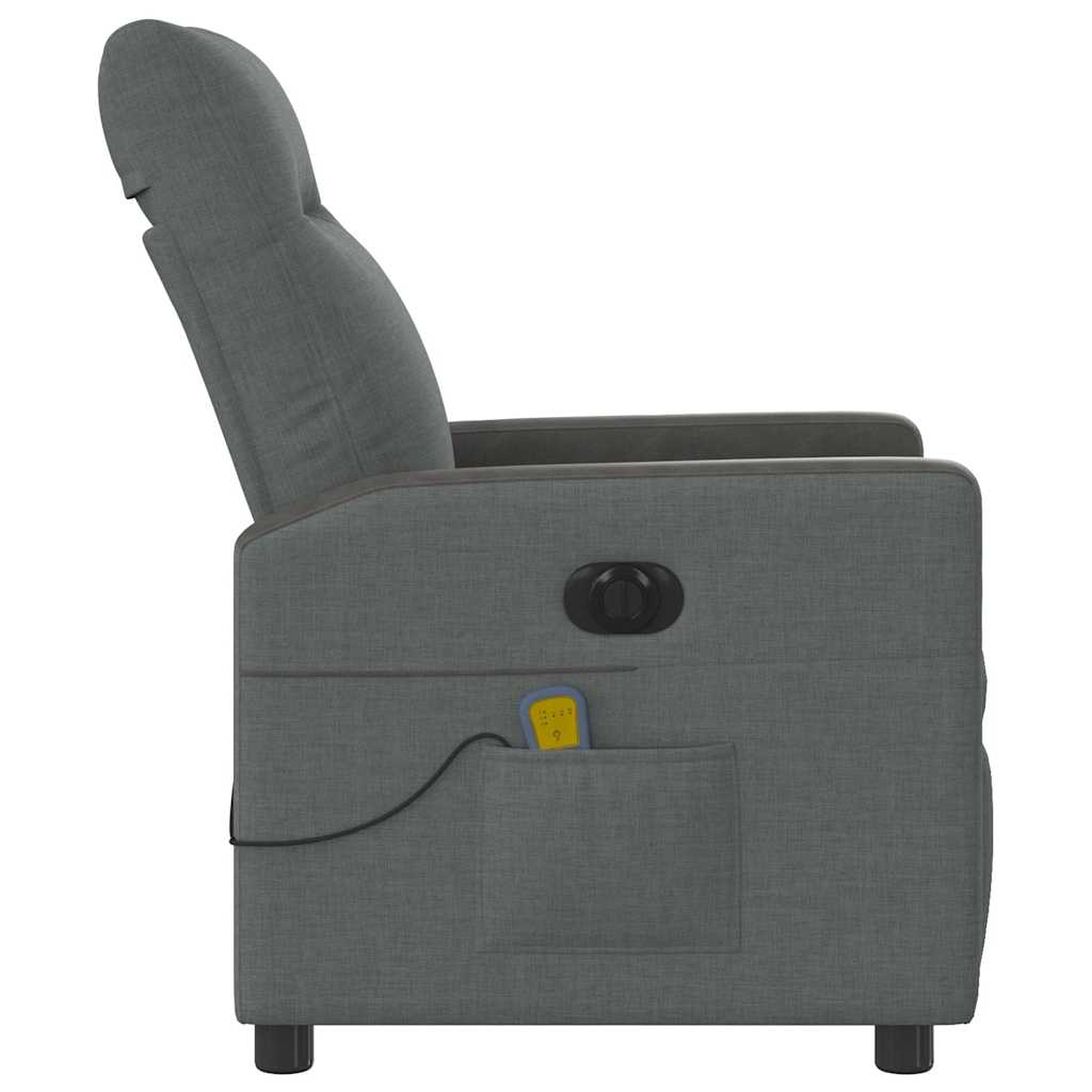 Elektrické Masážní Polohovací Křeslo Tmavě Šedé Textil Tmavě Šedá
