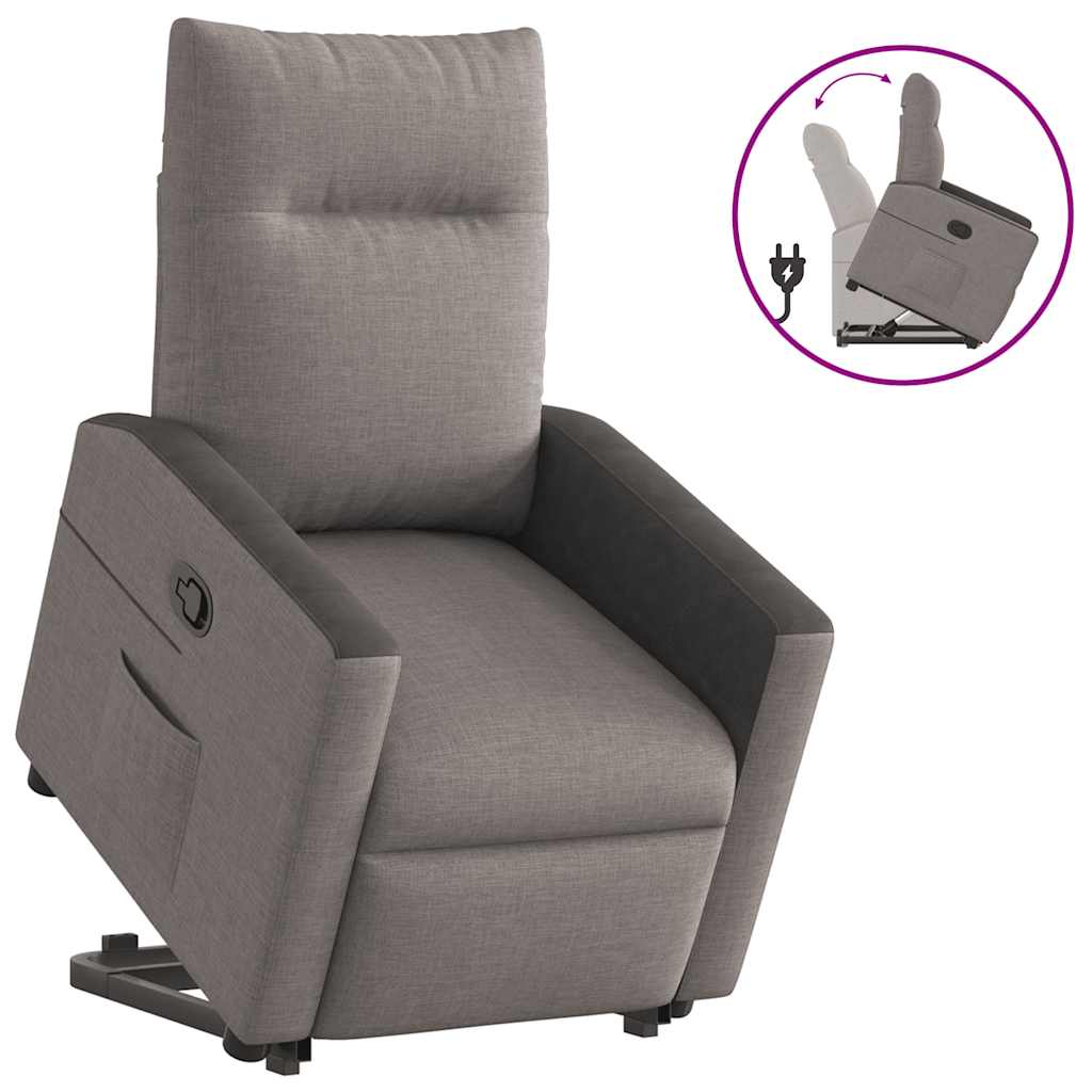 Elektrické Zvedací Polohovací Křeslo Textil Taupe