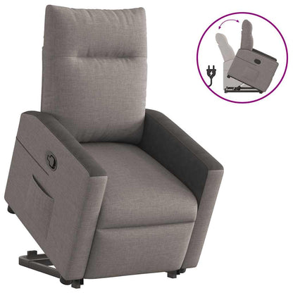 Elektrické Zvedací Polohovací Křeslo Textil Taupe