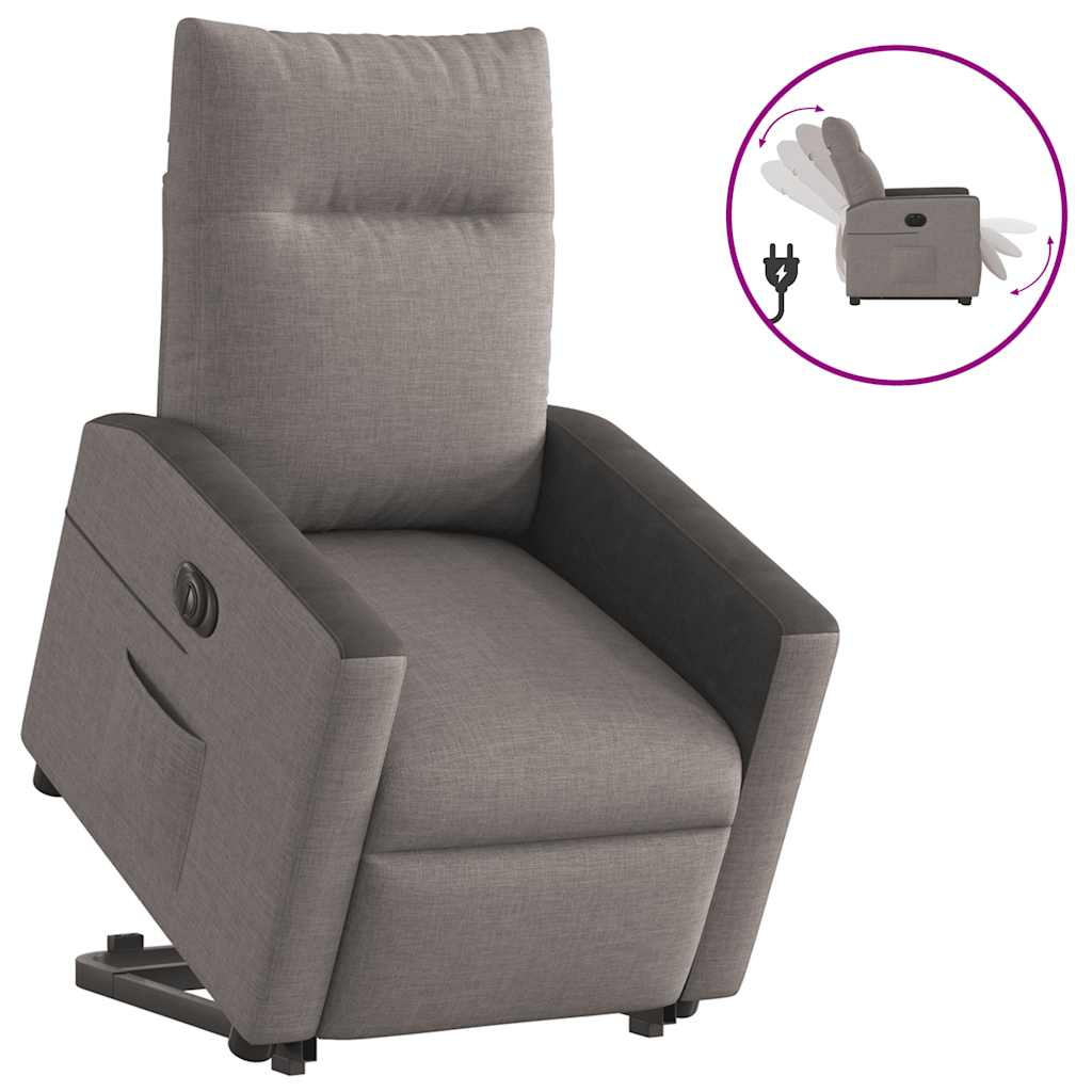 Elektrické Zvedací Polohovací Křeslo Textil Taupe