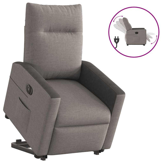 Elektrické Zvedací Polohovací Křeslo Textil Taupe