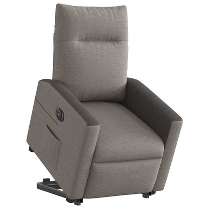 Elektrické Zvedací Polohovací Křeslo Textil Taupe