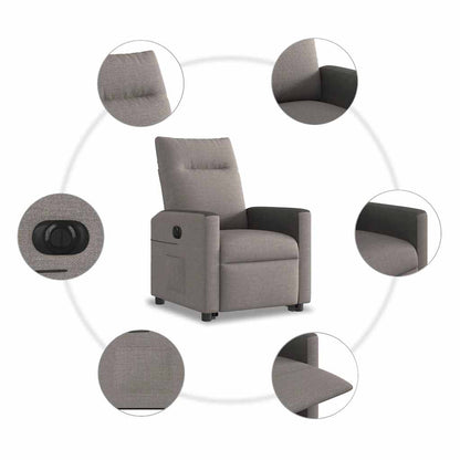 Elektrické Zvedací Polohovací Křeslo Textil Taupe