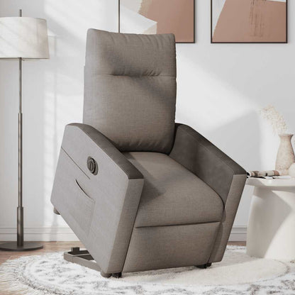 Elektrické Zvedací Polohovací Křeslo Textil Taupe