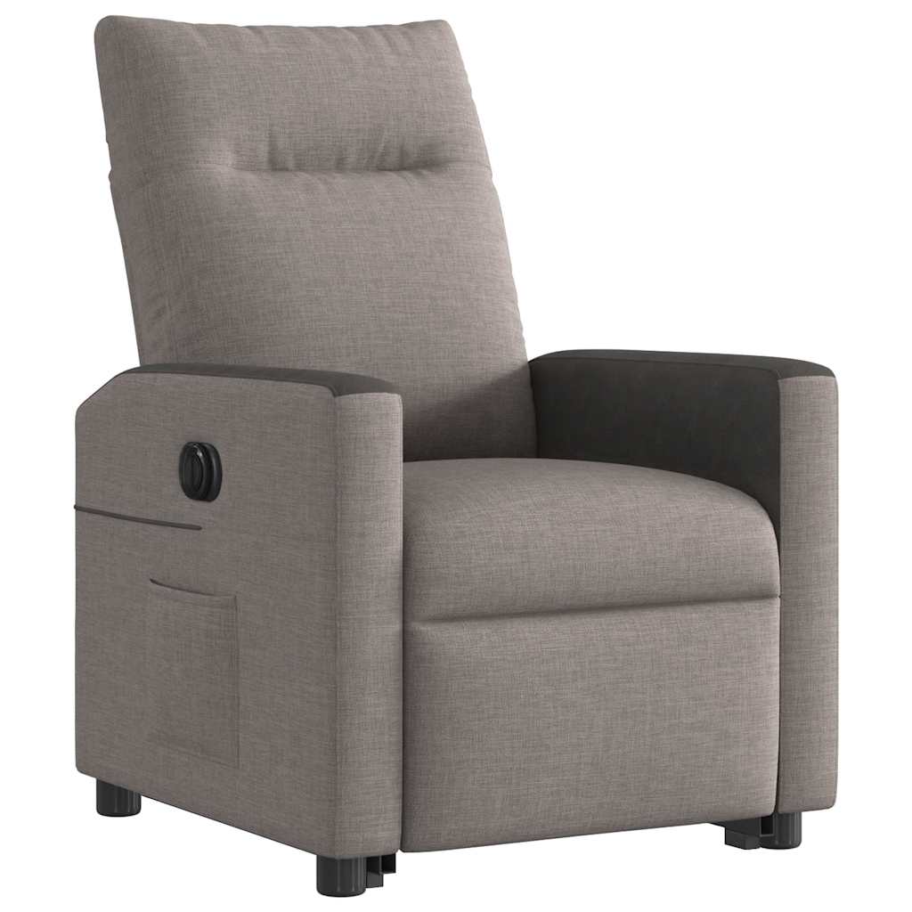 Elektrické Zvedací Polohovací Křeslo Textil Taupe