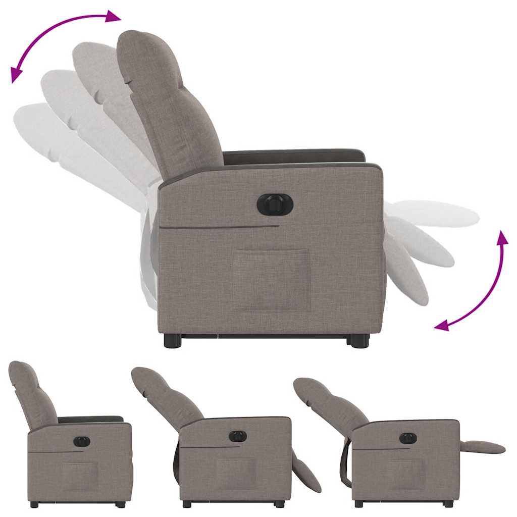 Elektrické Zvedací Polohovací Křeslo Textil Taupe