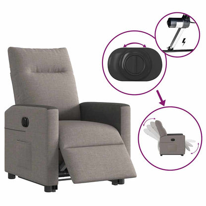 Elektrické Zvedací Polohovací Křeslo Textil Taupe