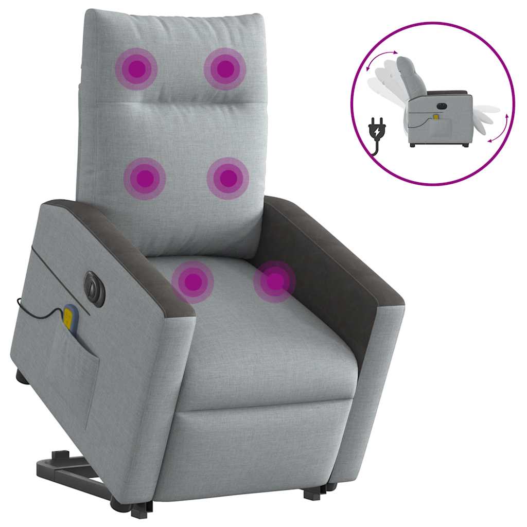 Zvedací Polohovací Křeslo Světle Šedé Textil Světle Šedá