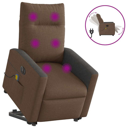 Zvedací Masážní Polohovací Křeslo Hnědé Textil Hnědá