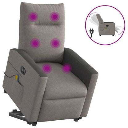 Elektrické Zvedací Polohovací Křeslo Textil Taupe