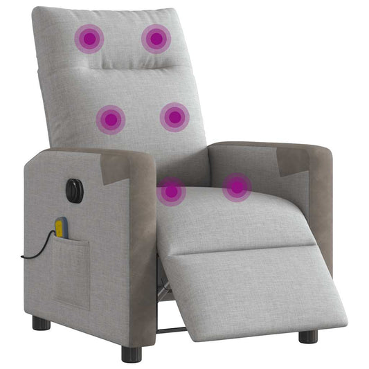 Elektrické Masážní Polohovací Křeslo Obláčkově Šedé Textil Obláčkově Šedá