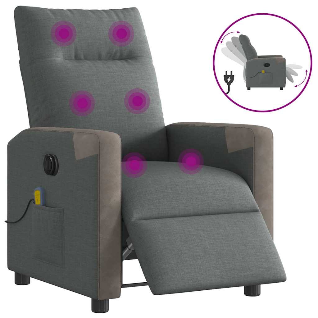 Polohovací Křeslo Tmavě Šedé Textil Tmavě Šedá