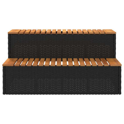 Obruby K Vířivce Černá 100X50X50,5 Cm Polyratan A Akáciové