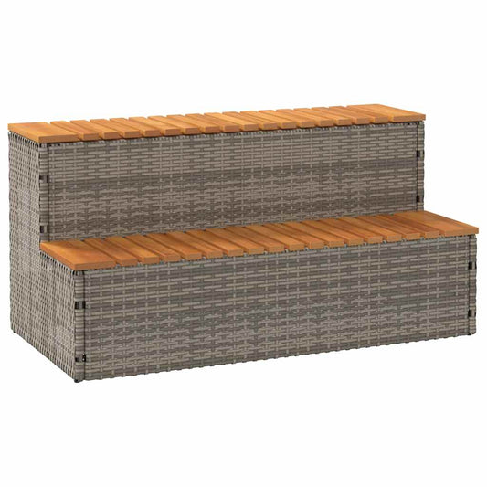 Obruby K Vířivce Šedý 100X50X50,5 Cm Polyratan A Akáciové