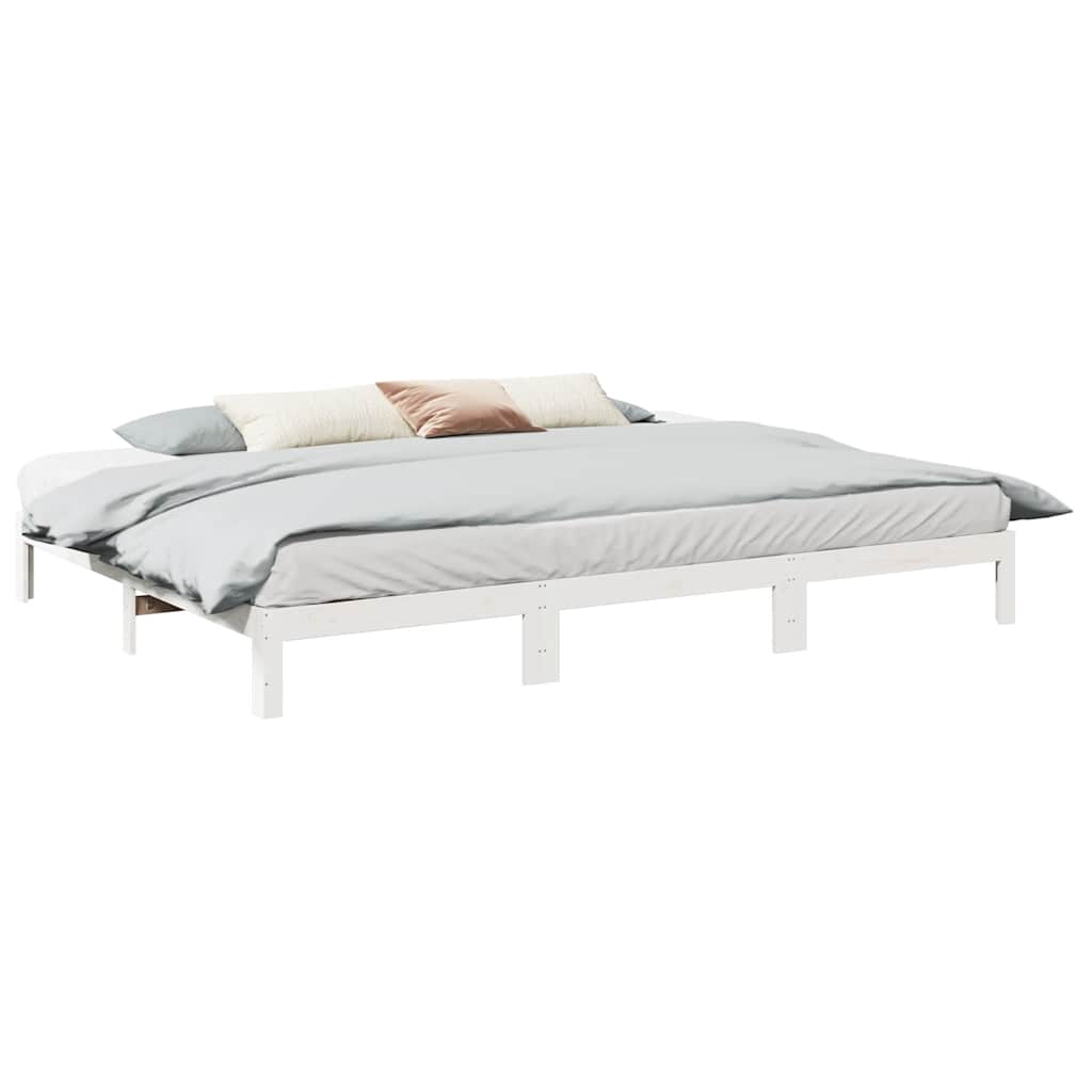 Rodinný Rám Postele Bez Matrace Bílý 270X200Cm Masivní Borovice