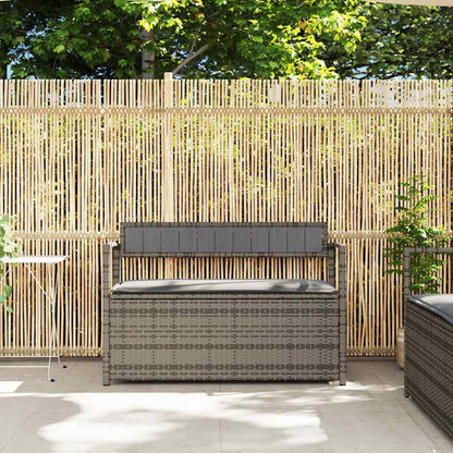 Zahradní Úložná Lavice S Polštářem Šedá Polyratan