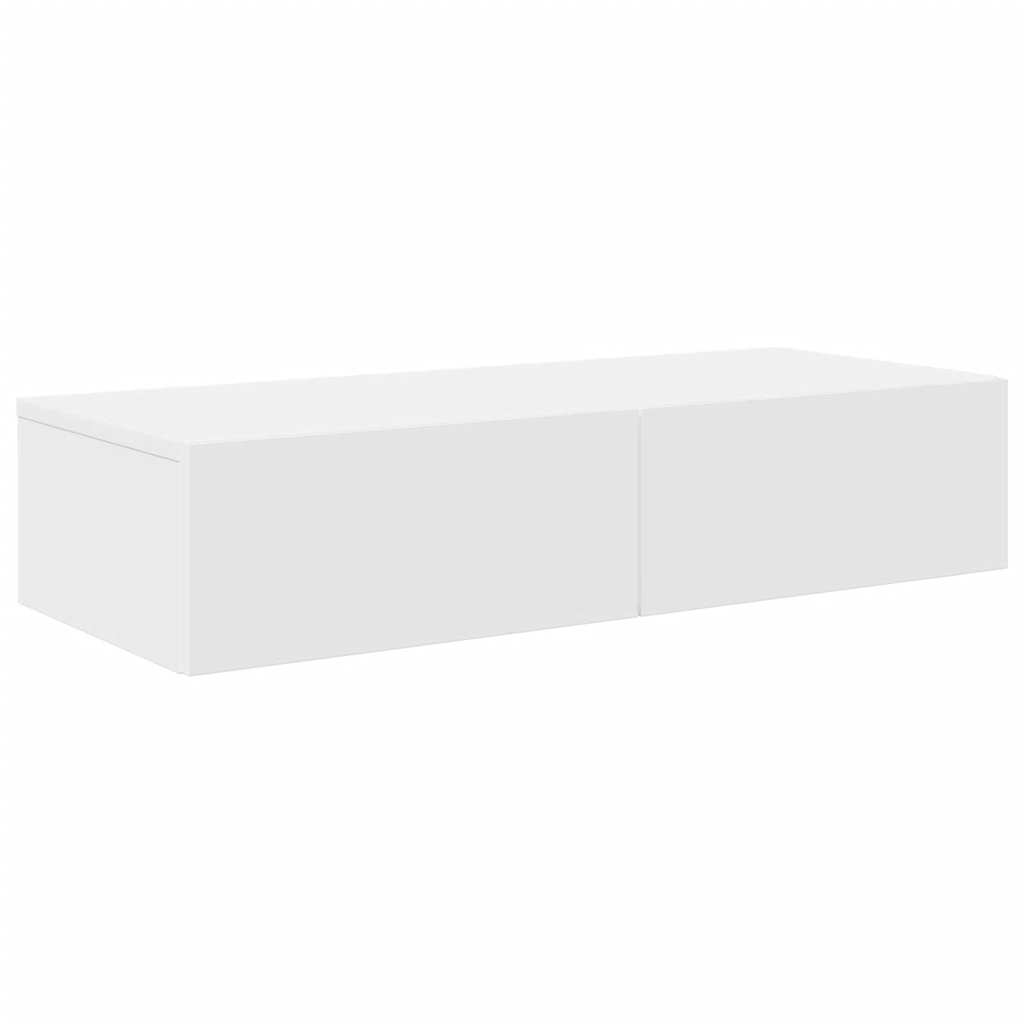 Nástěnná Police Se Zásuvkami Bílá 80X33X17 Cm Kompozitní Dřevo