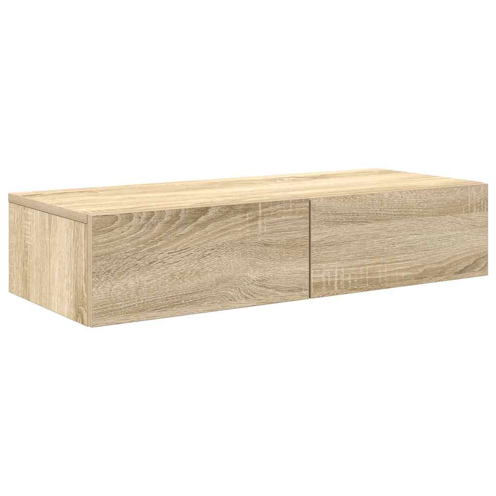 Nástěnná Police Se Zásuvkami Dub Sonoma 80X33X17 Cm Kompozit
