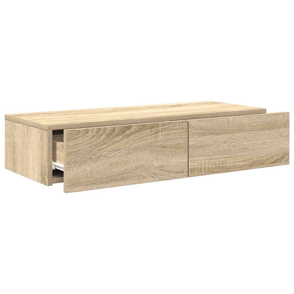 Nástěnná Police Se Zásuvkami Dub Sonoma 80X33X17 Cm Kompozit
