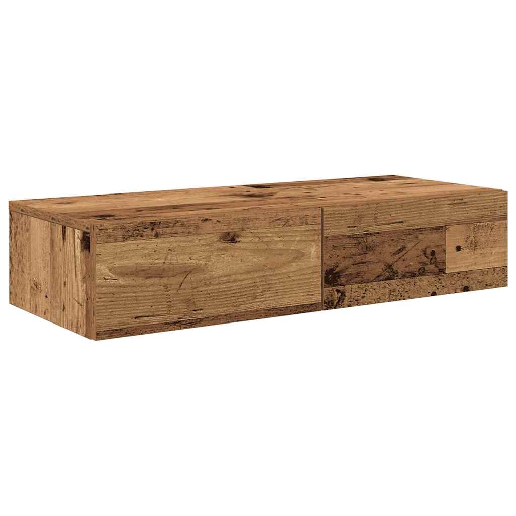 Nástěnná Police Se Zásuvkami Old Wood 80 X 33 X 17 Cm Kompozit