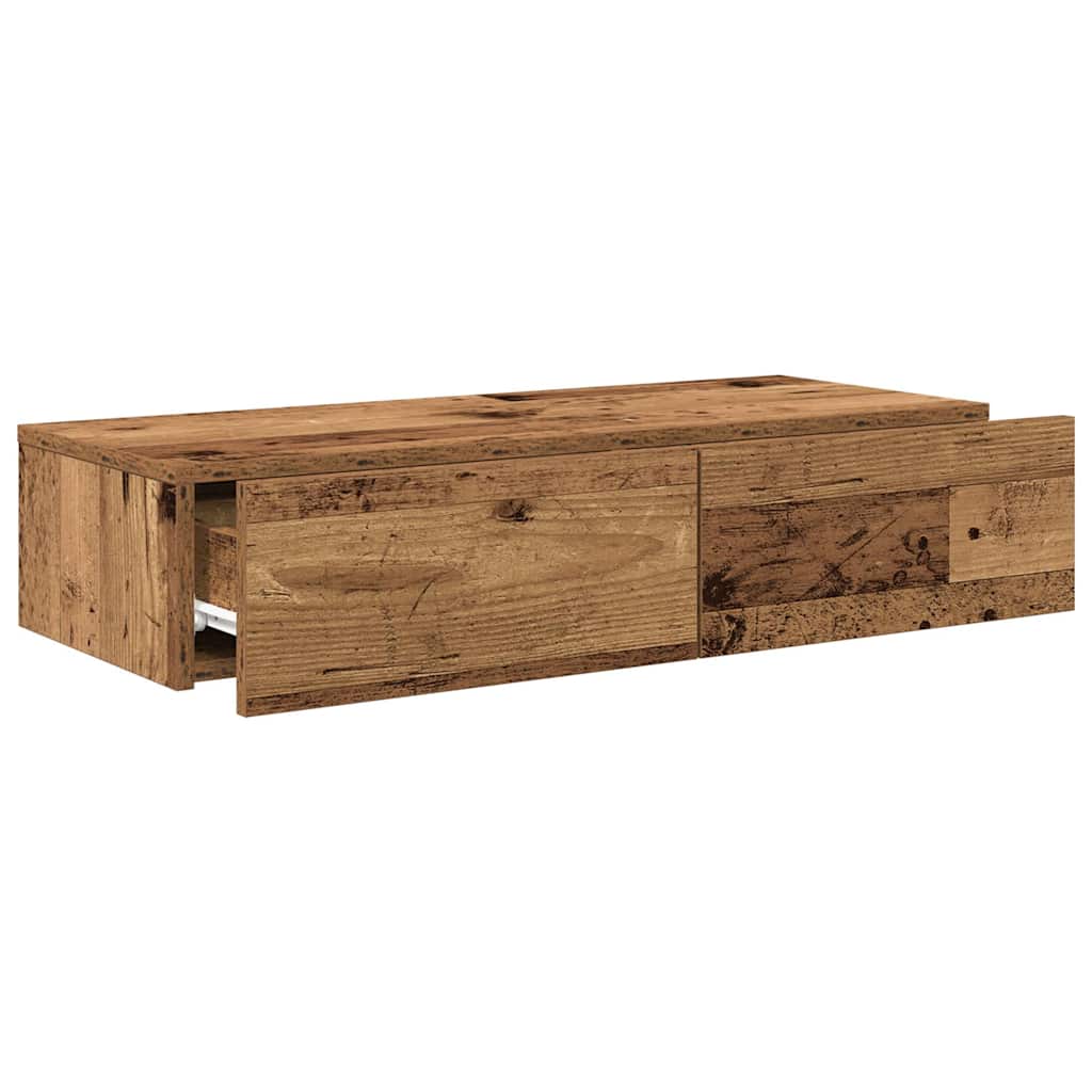 Nástěnná Police Se Zásuvkami Old Wood 80 X 33 X 17 Cm Kompozit