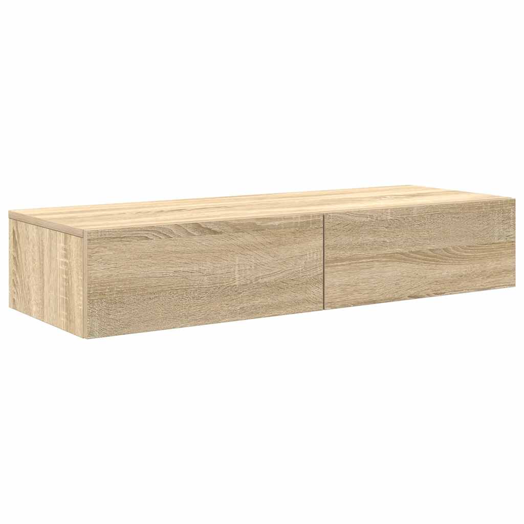 Nástěnná Police Se Zásuvkami Dub Sonoma 100X36X19 Cm Kompozit