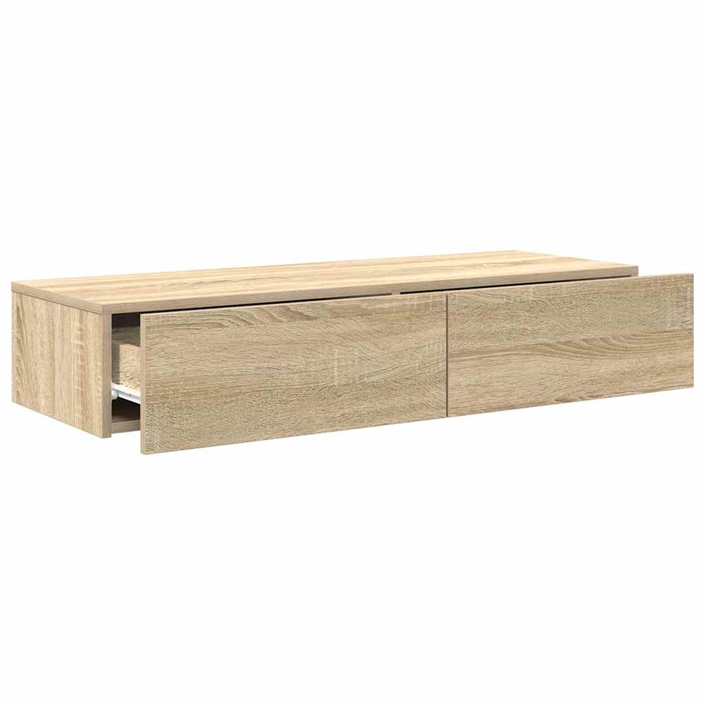 Nástěnná Police Se Zásuvkami Dub Sonoma 100X36X19 Cm Kompozit