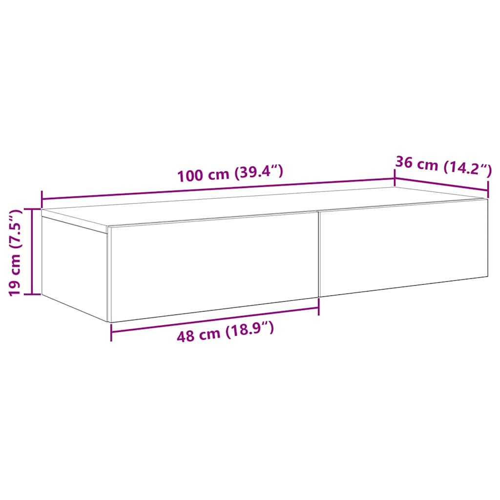 Nástěnná Police Se Zásuvkami Dub Sonoma 100X36X19 Cm Kompozit