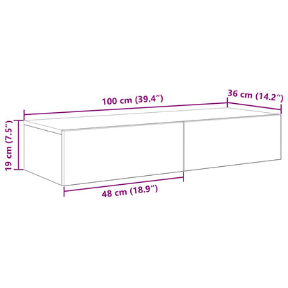 Nástěnná Police Se Zásuvkami Dub Sonoma 100X36X19 Cm Kompozit