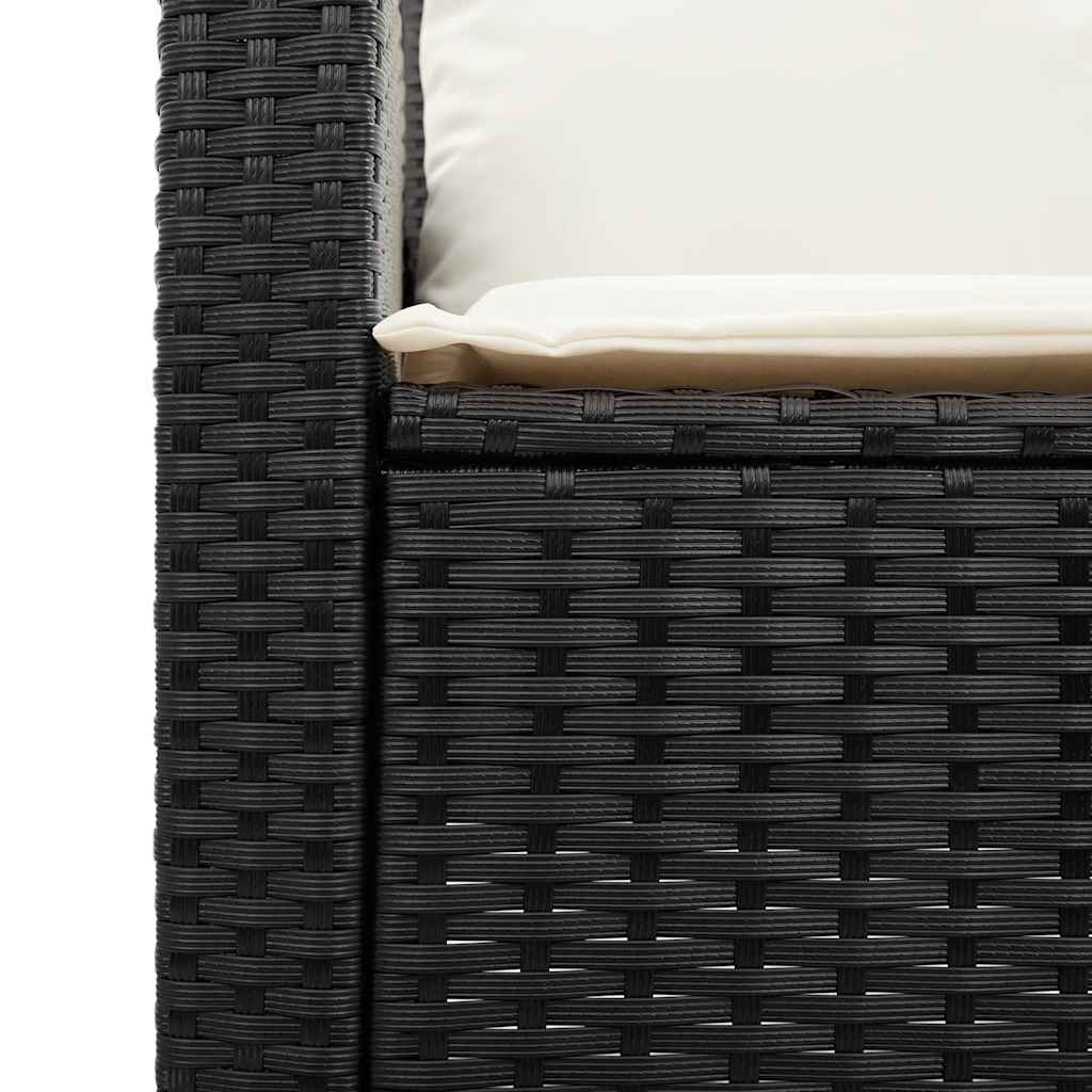 Zahradní Pohovka 2-Sedák S Polštáři&Stůl Black Poly Rattan