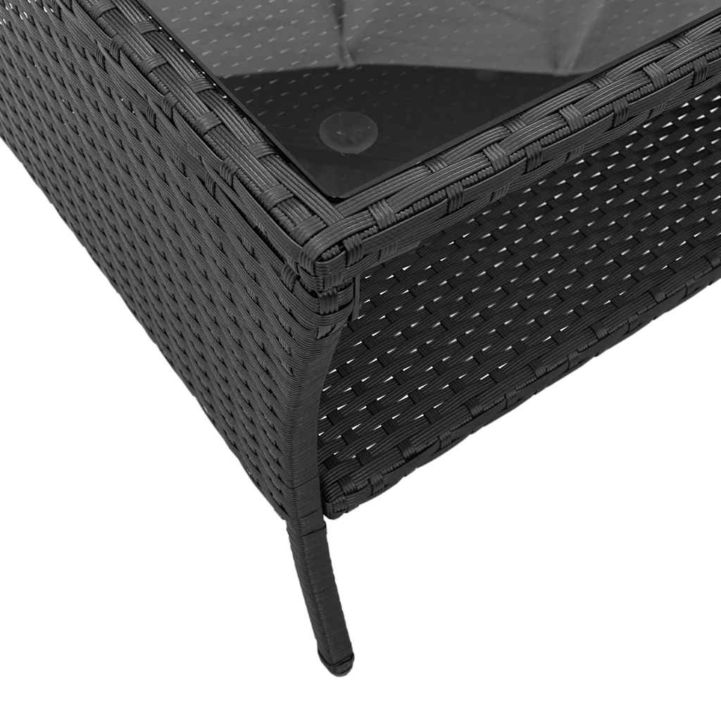 Zahradní Pohovka 2-Sedák S Polštáři&Stůl Black Poly Rattan