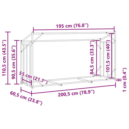 Stojan Na Palivové Dřevo S Krytem 200,5X60,5X110,5 Cm