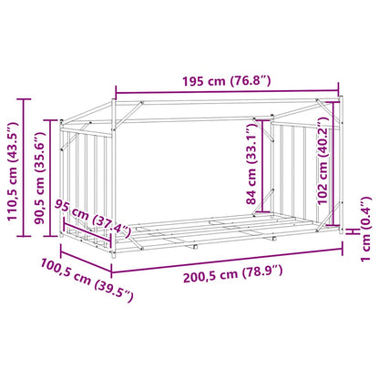 Stojan Na Palivové Dřevo S Krytem 200,5X100,5X110,5 Cm