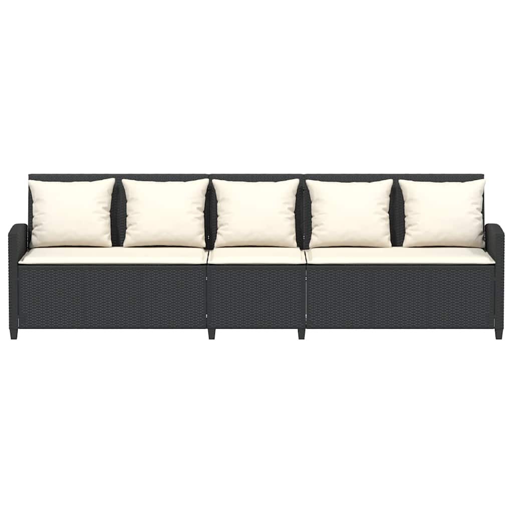 Zahradní Pohovka 5-Místná S Polštáři Black Poly Rattan