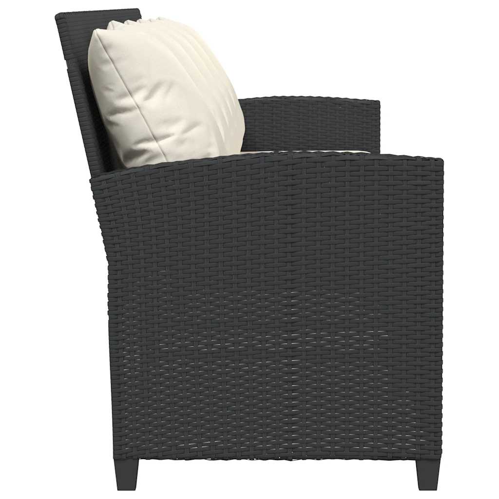 Zahradní Pohovka 5-Místná S Polštáři Black Poly Rattan