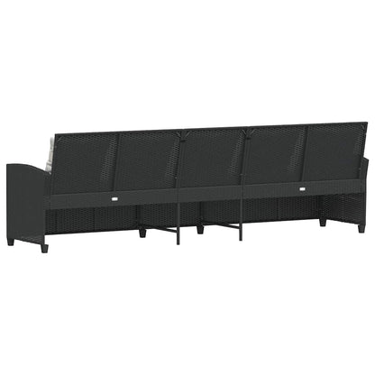 Zahradní Pohovka 5-Místná S Polštáři Black Poly Rattan