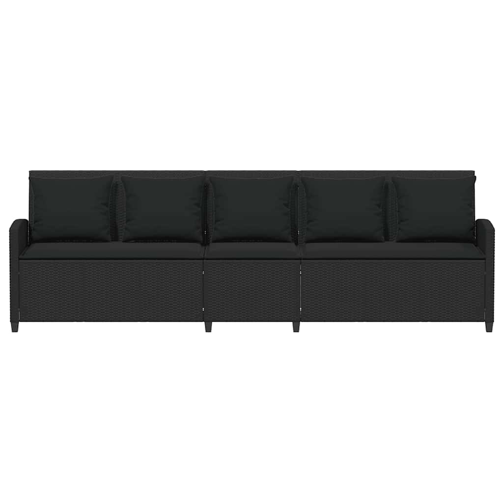 Zahradní Pohovka 5-Místná S Polštáři Black Poly Rattan