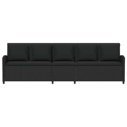 Zahradní Pohovka 5-Místná S Polštáři Black Poly Rattan