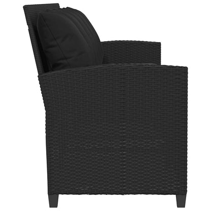 Zahradní Pohovka 5-Místná S Polštáři Black Poly Rattan