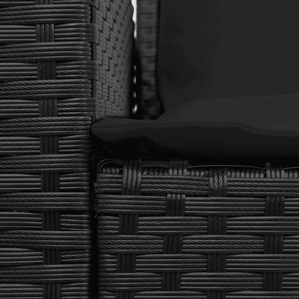 Zahradní Pohovka 5-Místná S Polštáři Black Poly Rattan