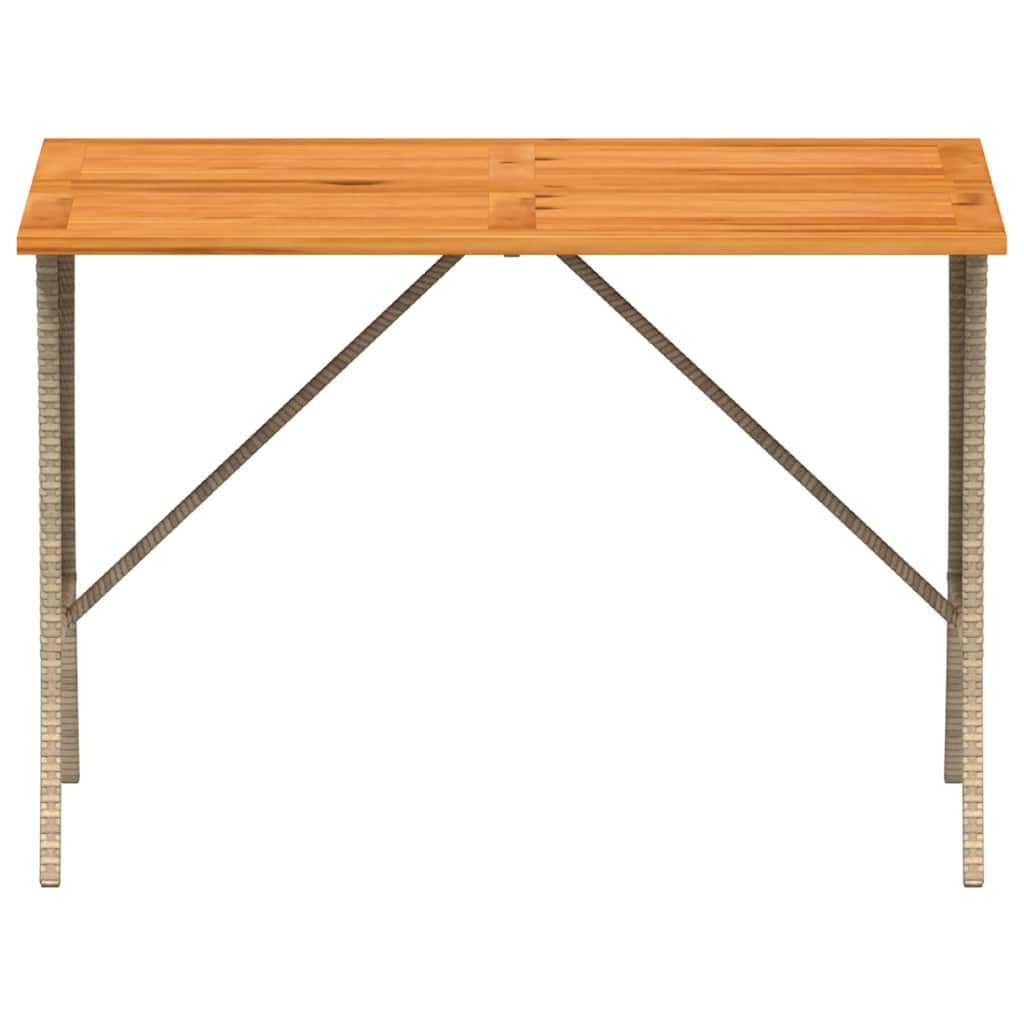 Zahradní Stůl S Akáciovou Deskou Béžový 105X75X72 Cm Polyratan