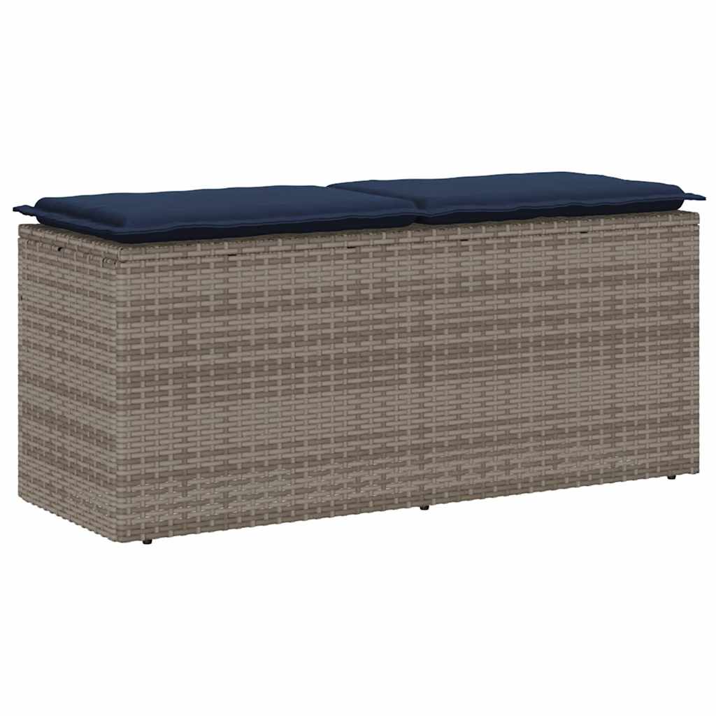 Zahradní Lavice S Poduškou Šedá 110X40X44 Cm Polyratan